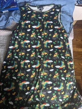 Dress Outlet Black St. Patrick's Day Midi Dress with Rainbow & Leprechaun Print